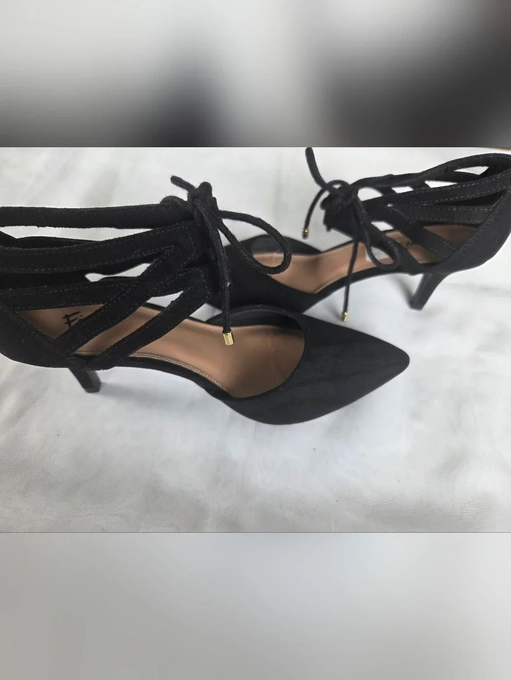Black‎ Lace-Up Pointed Toe Women's Flats